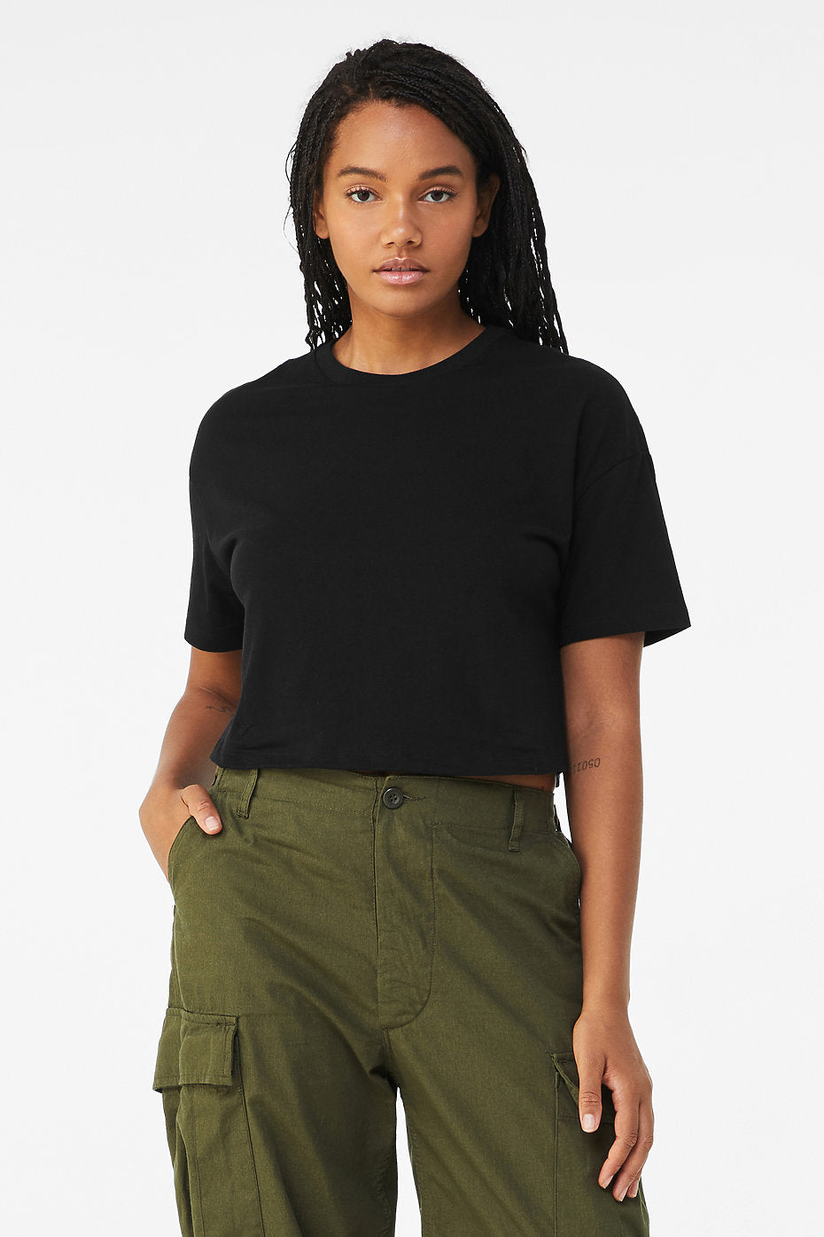 Damen Jersey Crop Shirt aus Baumwolle viele Farben bestellen