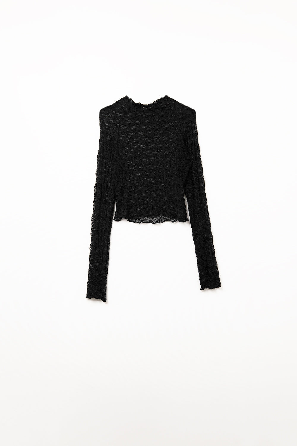 Crop-Langarmshirt mit Spitze